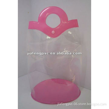 PVC packaging bag for toys with pink handle and base